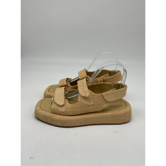Loeffler Randall Beige Raffia Two Band Platform Sandals Size 6 - Picture 6 of 6